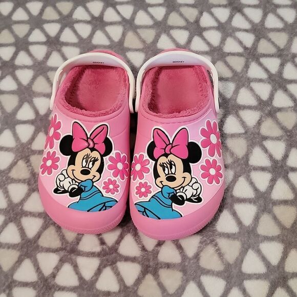 Crocs Classic Lined Disney Minnie Mouse Clog Pink Shoes Size Junior Youth 2 - Picture 3 of 13
